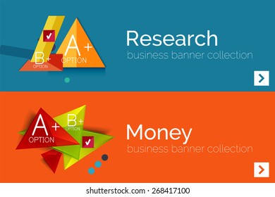 Infographic flat design banner with geometric diagram and options