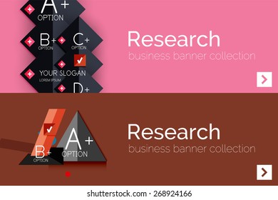 Banner de design plano infográfico com diagrama geométrico e opções