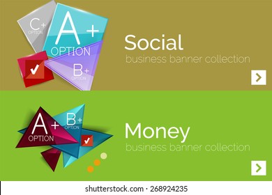 Infographic flat design banner with geometric diagram and options