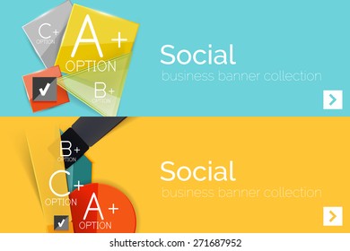 Banner de diseño plano infográfico con diagrama geométrico y opciones