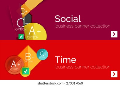 Infographic flat design banner with geometric diagram and options