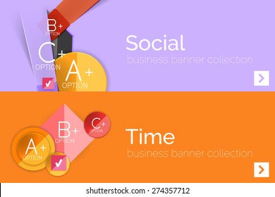 Banner de diseño plano infográfico con diagrama geométrico y opciones