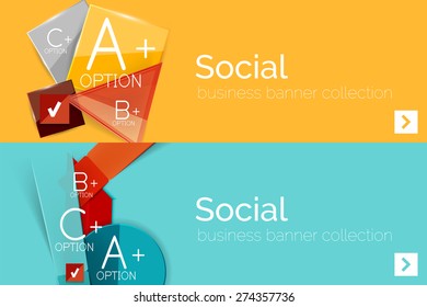 Infographic flat design banner with geometric diagram and options