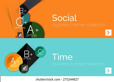 Infographic flat design banner with geometric diagram and options