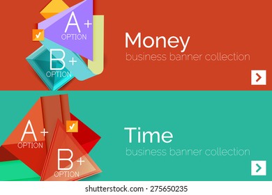 Infographic flat design banner with geometric diagram and options