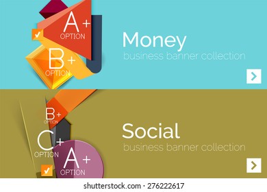 Infographic flat design banner with geometric diagram and options