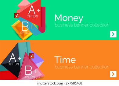 Infographic flat design banner with geometric diagram and options