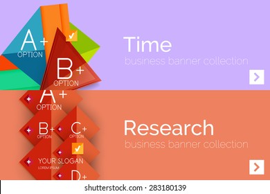 Infographic flat design banner with geometric diagram and options