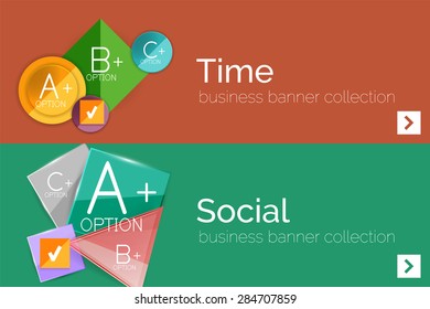 Infographic flat design banner with geometric diagram and options