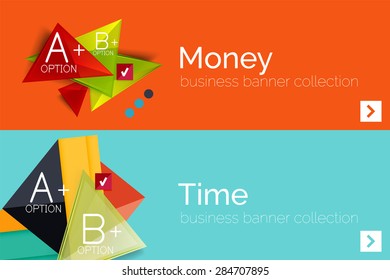 Infographic flat design banner with geometric diagram and options
