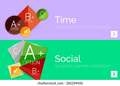 Infographic flat design banner with geometric diagram and options