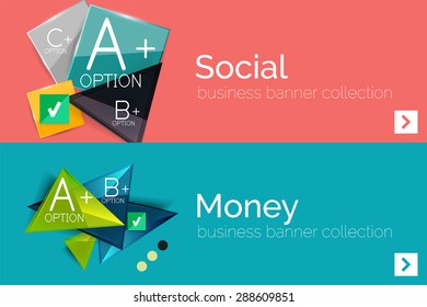 Infographic flat design banner with geometric diagram and options