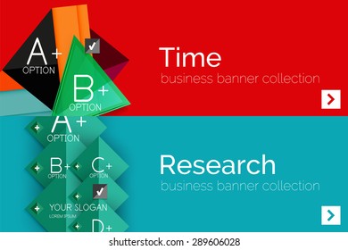 Infographic flat design banner with geometric diagram and options