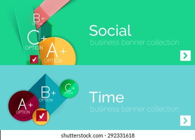 Infographic flat design banner with geometric diagram and options
