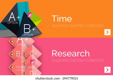 Infographic flat design banner with geometric diagram and options