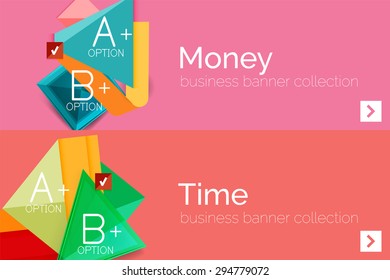 Banner de diseño plano infográfico con diagrama geométrico y opciones