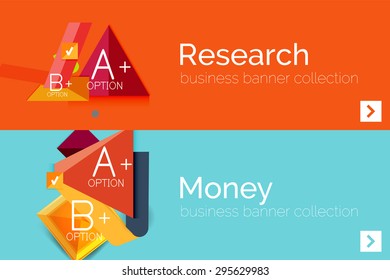 Infographic flat design banner with geometric diagram and options
