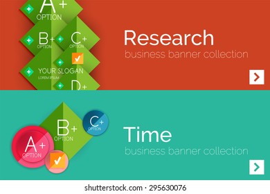 Infographic flat design banner with geometric diagram and options