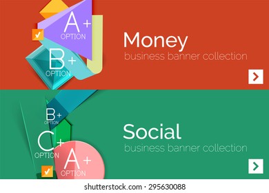 Infographic flat design banner with geometric diagram and options