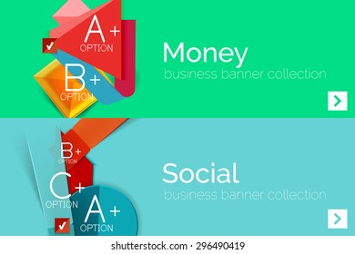 Infografik-Flachdesign-Banner mit geometrischem Diagramm und Optionen