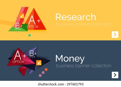 Infographic flat design banner with geometric diagram and options