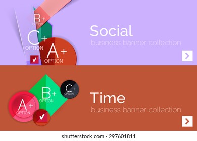 Infographic flat design banner with geometric diagram and options