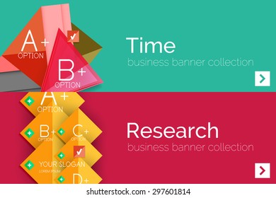 Infographic flat design banner with geometric diagram and options