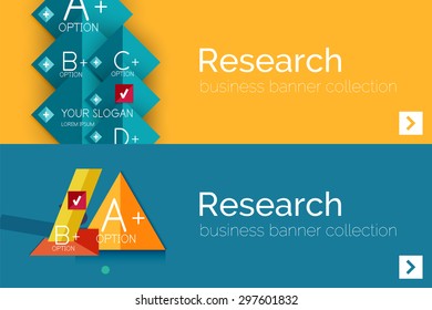 Banner de diseño plano infográfico con diagrama geométrico y opciones