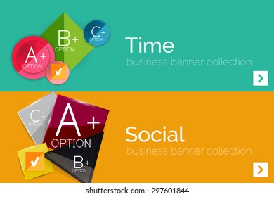 Banner de diseño plano infográfico con diagrama geométrico y opciones