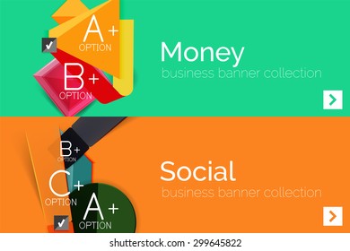 Infographic flat design banner with geometric diagram and options