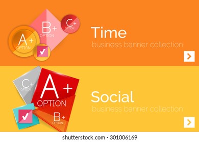 Infographic flat design banner with geometric diagram and options