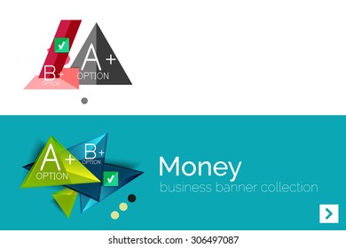 Infographic flat design banner with geometric diagram and options