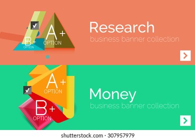 Banner de diseño plano infográfico con diagrama geométrico y opciones