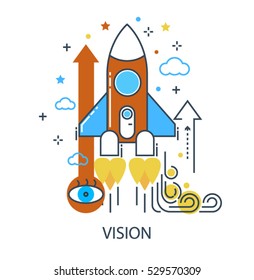 Infographic flat design concept of Marketing and Business Vision, Searching for opportunities. Modern thin line icon concept for Website Element, Mobile websites and Apps.