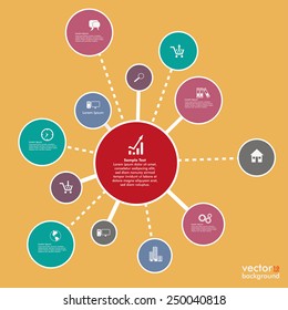 Infographic flat design on the yellow background. Eps 10 vector file.