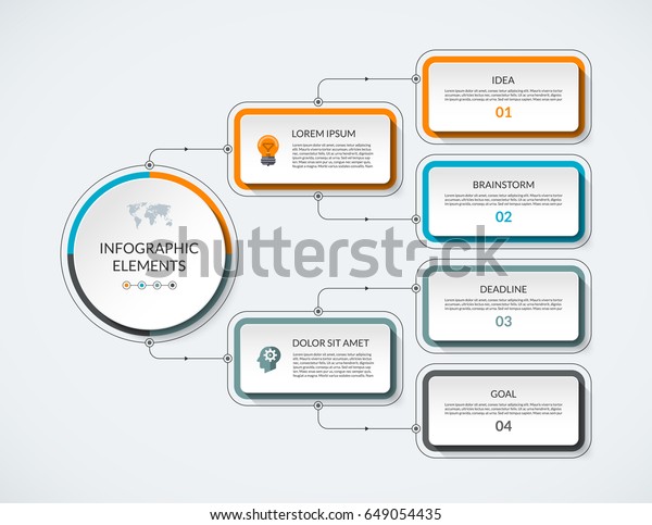 Infographic Flow Chart 4 Options Modern Stock Vector Royalty Free