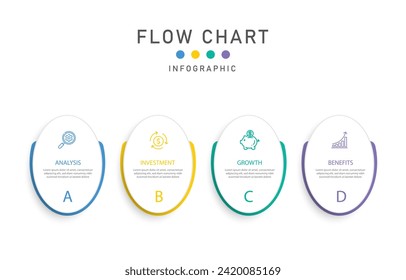 Infographic flow chart Design with icons and steps for business ideas Can be used for presentation banners, processes, flow charts, data graphs.