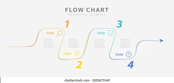 Infographic flow chart design template with thin line, icons and four options