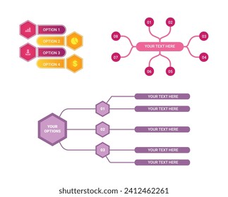 Infographic flow chart template set, flow vector diagrams