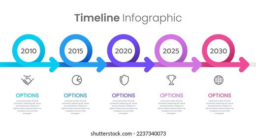 Infographic flow circle. Company milestone. Vector illustration.
