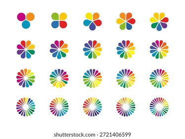 Infografía de gráfico circular de flores con segmentos PNG. Diagrama de Vector colorido para presentación de datos, planificación de proyectos y diapositivas
