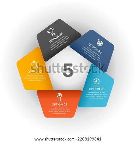 Infographic flower shape 5 petals workflow business.
