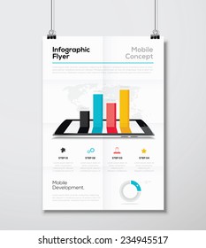 Infographic flyer with a smartphone vector concept illustration