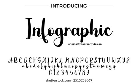 Infographic Font Stylish brush painted an uppercase vector letters, alphabet, typeface