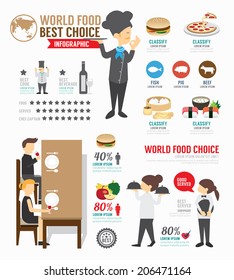 Infographic food world template design . concept vector illustration