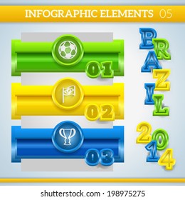 Infographic football banners in brazil colors.