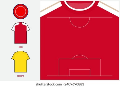 Infographic for football or soccer match lineups formation. Set of football player positions on soccer field. Football kit with soccer jersey icons in flat design. Vector Illustration.