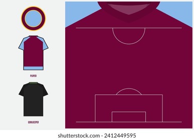 Infografía para formación de partidos de fútbol o de partidos de fútbol. Juego de posiciones de futbolistas en el campo de fútbol. Kit de fútbol con iconos de la camiseta de fútbol en diseño plano. Ilustración vectorial.