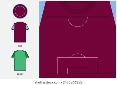 Infographic for football or soccer match lineups formation. Set of football player positions on soccer field. Football kit with soccer jersey icons in flat design. Vector Illustration.