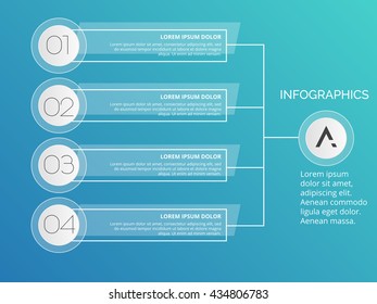 Infographic four box whit sky blue background design. Eps 10 vector file.